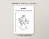 Christmas Alphabet Coloring Pages A-Z | Uppercase Letter Tracing Worksheets | Kids Christmas Printable PDF Instant Download A4 A3 8x10 16x20