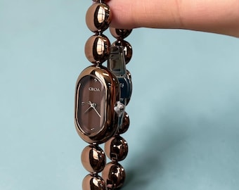 Relógio de pulso artístico feminino | Relógio de pulso elegante e à prova d'água