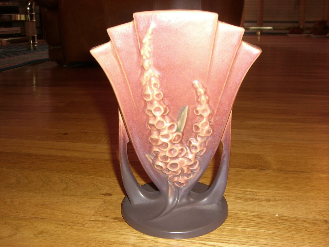Vintage Roseville Pottery Foxglove Vase 478 Etsy