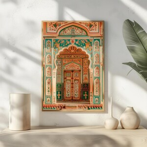 Persian Mosque Art Print, Islamic Architecture Decor, Blue Tile Wall Art, Muslim Wedding Gift, Geometric Poster
