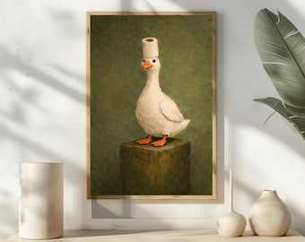 Póster de papel higiénico con forma de pato, divertida decoración para la pared del baño.