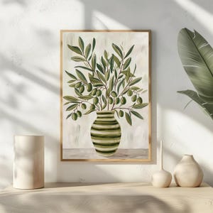 Olivenzweig-Poster – Mediterrane Küchenkunst, Rustikale botanische Wanddekoration