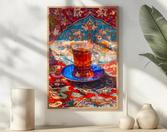 Türkischer Tee Kunstdruck – Orientalisches Café Wanddekor, gemütliches Küchen Poster