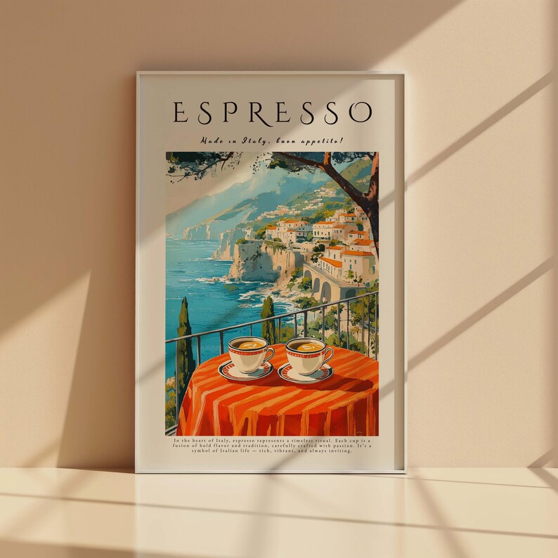 Italian Espresso Poster – Minimalist Coffee Print for Kitchen or Café Wall Art image 2