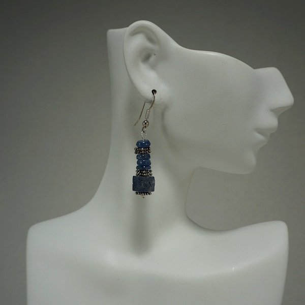 Australian Sea Blue Coral and Blue Kyanite with Sterling Silver Earrings 417E