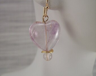 Natural Amethyst Heart Earrings 279E