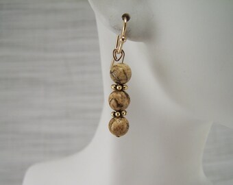 Brown Jasper Stones & Vermeil Earrings 296E