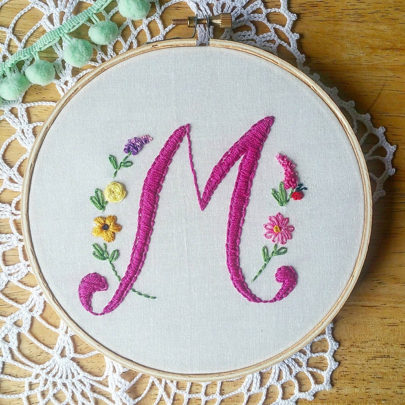 Monogram embroidery hoop, custom, hoop art, initials, 6 inches image 2