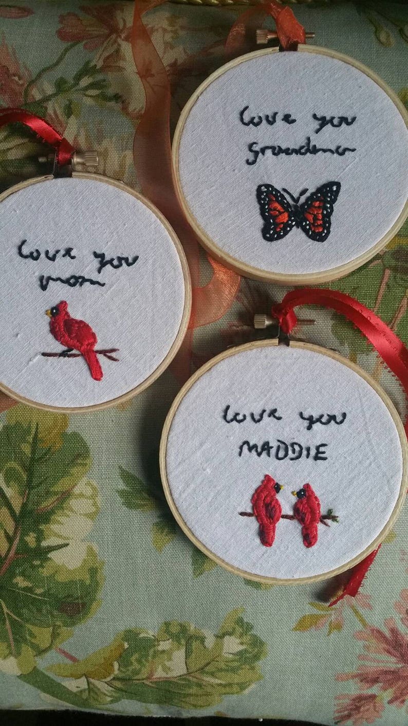 Custom embroidery hoop, handwriting, memory, flowers, love, customize, personalized hoop, mother's day, birthday, personalized gift image 5