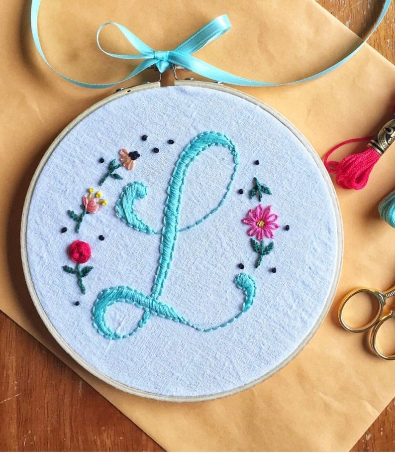 Monogram embroidery hoop, custom, hoop art, initials, 6 inches image 4