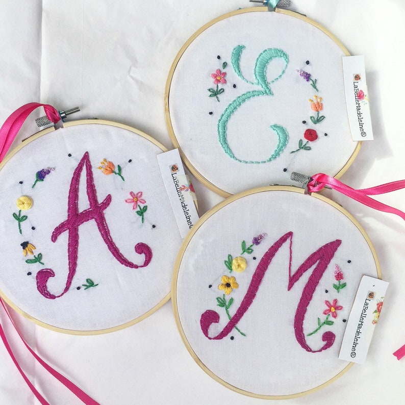 Monogram embroidery hoop, custom, hoop art, initials, 6 inches image 5