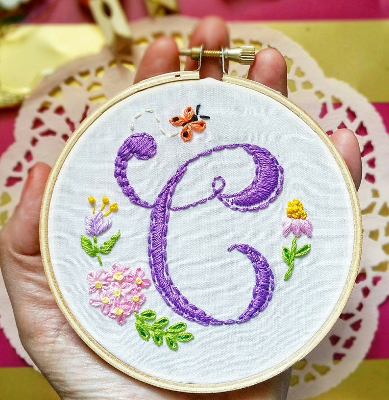Monogram embroidery hoop, custom, hoop art, initials, 6 inches image 6