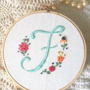 Monogram embroidery hoop, custom, hoop art, initials, 6 inches image 1
