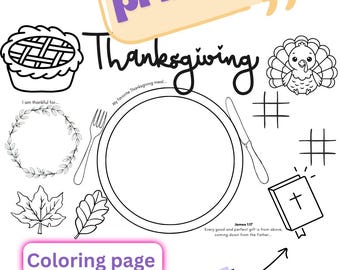Coloring Page Thanksgiving Kids Downloadable Placemat