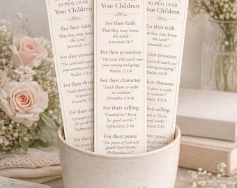 Scriptures to Pray Over Your Children Bookmark Printable | Christian Prayer for Kids & Grandchildren | Floral Bible Bookmark | Download