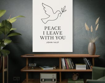 Peace I Leave With You Canvas | Dove John 14:27 Matte Stretched