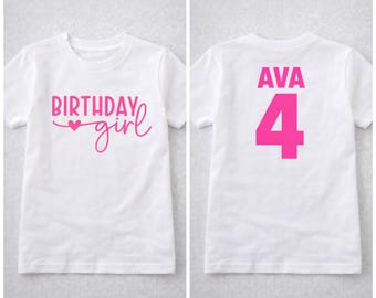 Camiseta de cumpleaños para niñas, todas las edades, camiseta de cumpleaños personalizada