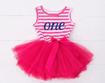 Girls 1st Birthday Dress, Pink Tutu Dress, One Birthday Outfit, First Birthday Dress, Cake Smash Dress, Pink Birthday Tutu