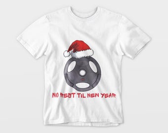 Paquete de PNG y SVG "Sin descanso hasta Año Nuevo": Gimnasio navideño, descarga digital