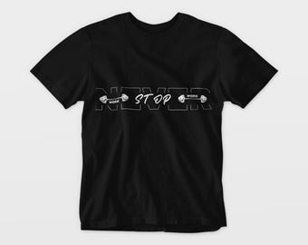 Nunca dejes de trabajar PNG Fitness Gimnasio Entrenamiento SVG: Diseño de motivación (Descarga digital)