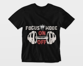 Paquete PNG SVG con modo de enfoque activado/desactivado: Diseño de camiseta de gimnasio, descarga digital