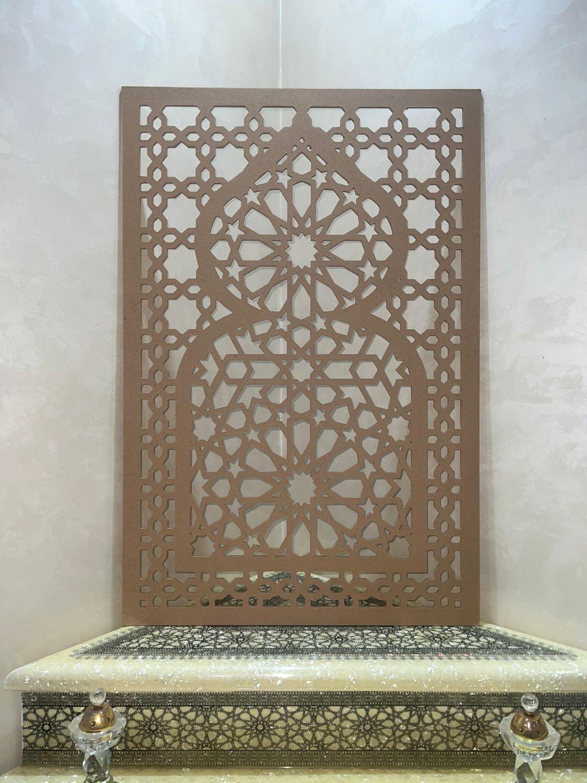 Islamic Geometric Wooden Wall Panel, Moroccan Laser Cut Decor, MDF Art ...