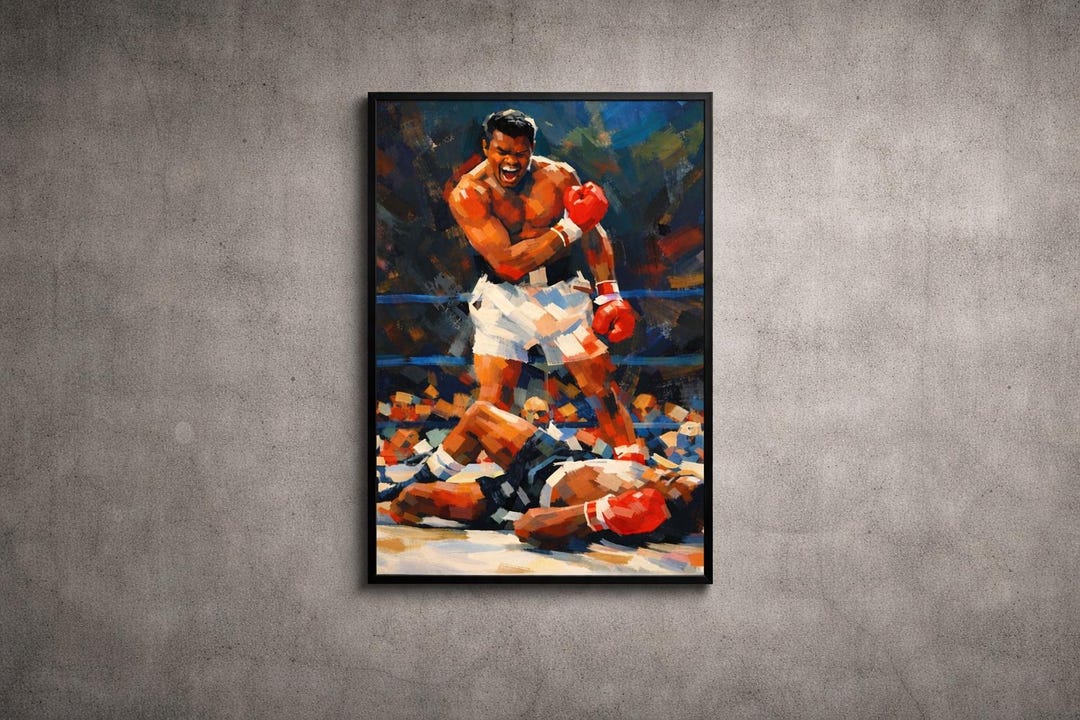 Muhammad Ali Abstract Boxing Knockout Painting, Sports Gym Wall Art ...