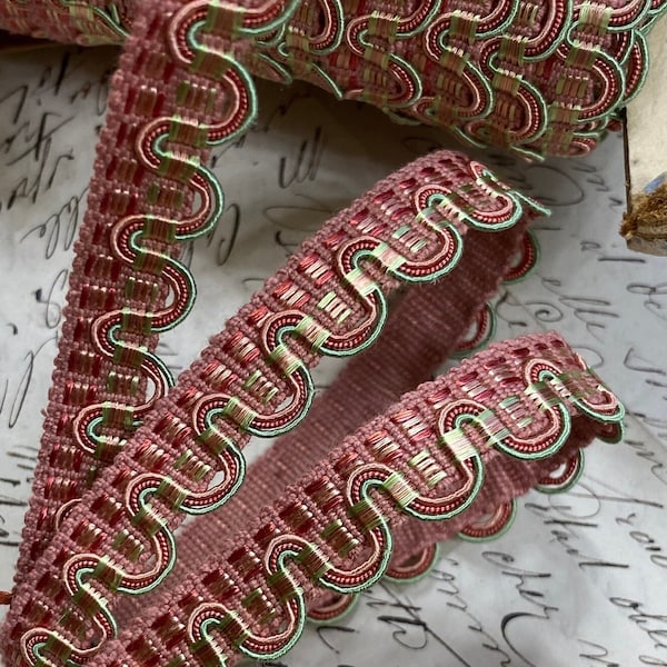 1/2" Vintage French passementerie gimp guimp trim braid DIY embellish costume reenactment lampshade upholstery home decor doll scroll #1660
