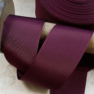 2.125&quot; Straight Edge Woven Grosgrain Ribbon Vintage Burgundy Wine Oxblood Red Grosgrain Millinery Ribbon trim hatband fedora Hatter