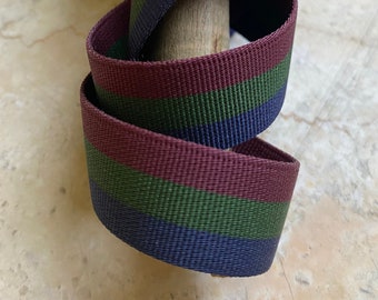 5/8" Vintage Nylon Webbing, Stripes watch strap, dog collar, leash, key fob, strap, handle, DIY crafting sewing etc. burgundy By The Foot