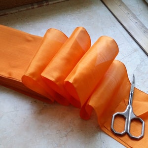 3.25" Vintage French Woven Ribbon Trim, Organdy? Vibrant Orange  Millinery, Bow, Hatter, Sash, floral bouquet, etc...