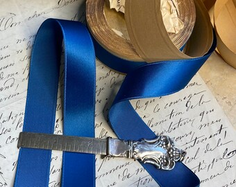7/8 "vintage hatband cetim oceano azul faille fita, cinto, faixa, cinta, guarnição millinery reconstituição diy traje de preservação histórica