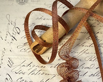 1/4" METAL expanding Vintage Brilliant Copper open weave Trim metal mesh ribbon ribbonworks