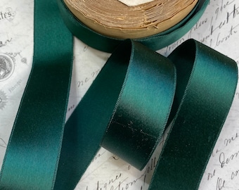 1 "vintage hatband cetim profundo greenfaille fita, cinto, faixa, cinta, guarnição millinery reencenação diy traje de preservação histórica