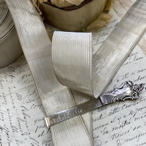 1.375&quot; Antique French Silver Metal Trim Braid, military, ecclesiastical, home decor DIY costume metallic silver vestment, reenactment
