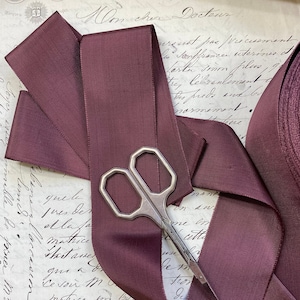 1.5" Straight Edge Woven Ribbon Vintage mauve-plum wine burgundy Grosgrain Millinery Ribbon trim hatband fedora Hatter