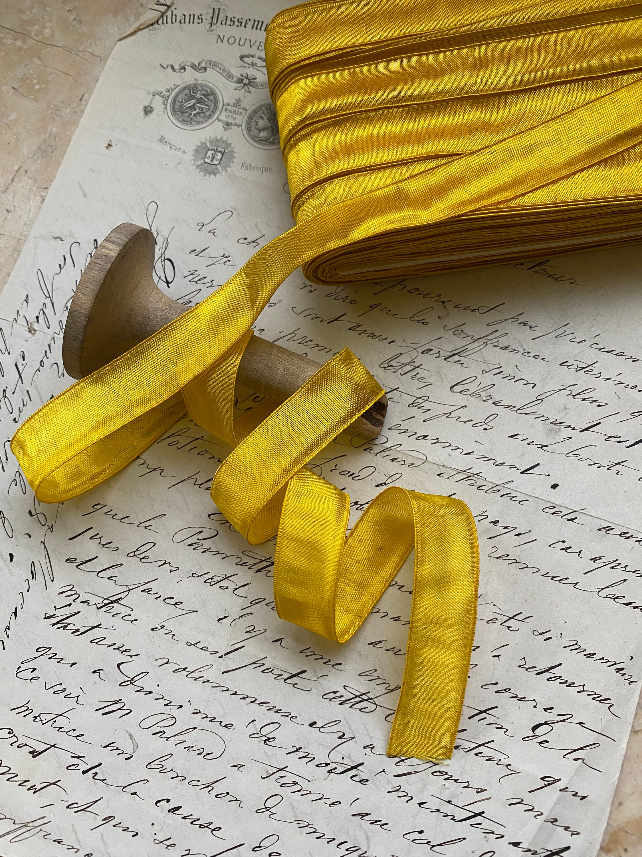 5/8 Vintage French Gorgeous Vibrant Sunshine Yellow Goldenrod Ribbon Trim  Rayon Ribbonworks Doll, Bows, Hair, DIY Craft, Sewing, Millinery, - Etsy