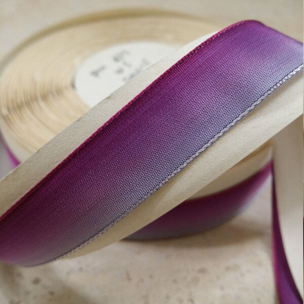 5/8" Vintage French Ombre Wired Taffeta Ribbon Ribbon works Magenta to greyish lavender purple