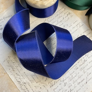 1.5&quot; Vintage Hatband Satin Cobalt Blue Ribbon, Belting, Sash, Strap,Trim millinery reenactment DIY historical preservation costume