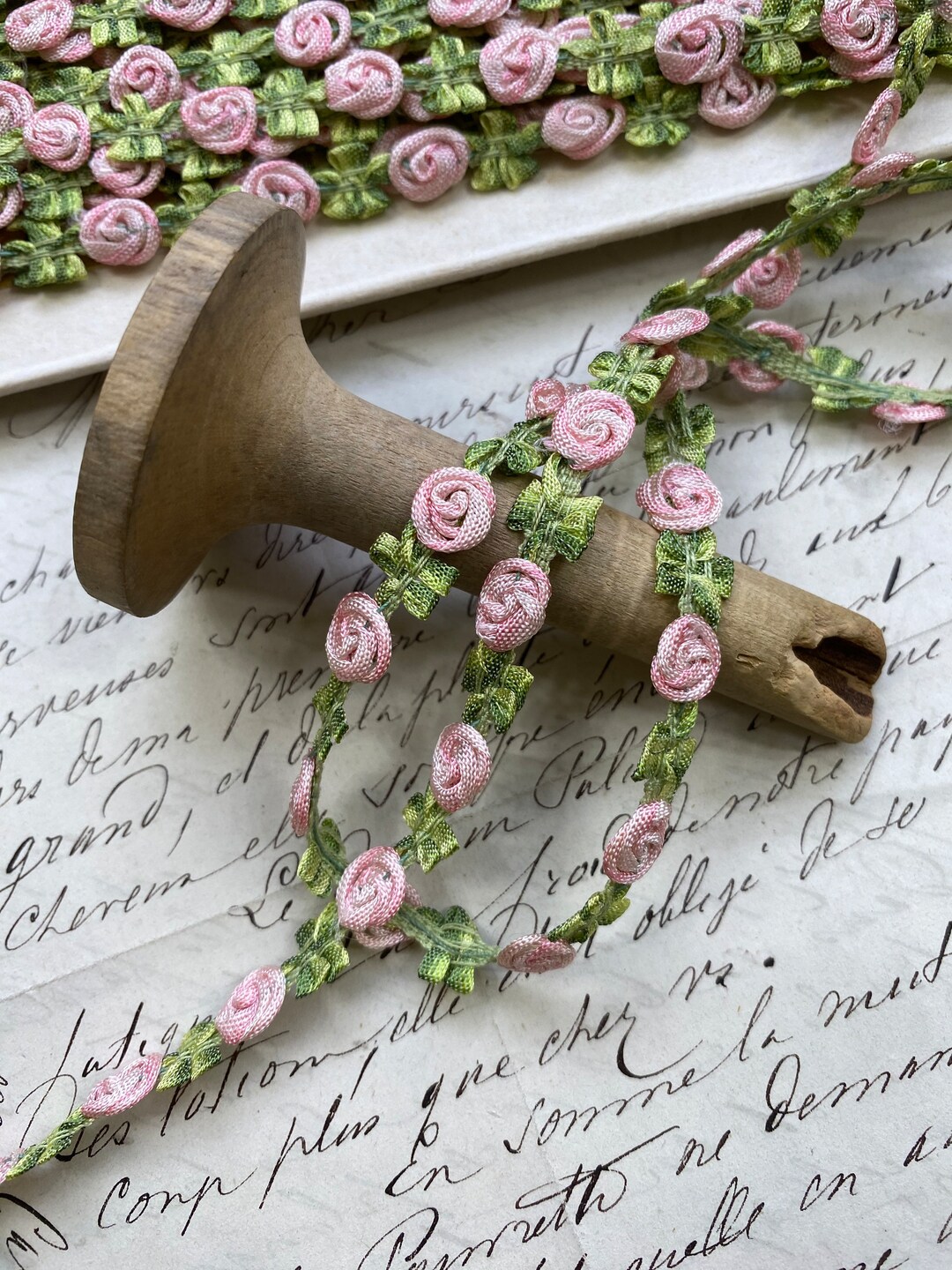 Vintage French Flower Garland Trim Rococo Ribbon Rosette Trim Ombre ...