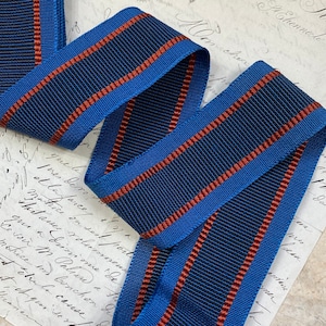 Vintage Hutband mit geraden Kanten gewebt blau schwarz persimmon ziegel rips Fedora Hutmacher Hutmacher Streifen
