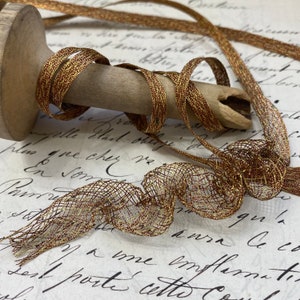 1/4" METAAL expanderend Vintage Briljant Koper Goud tweekleurig open geweven bies metalen gaas lint lintworks