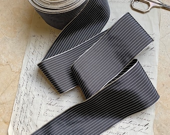 2.25" Straight Edge Woven Ribbon Stripes Vintage French  trim hatband fedora Hatter