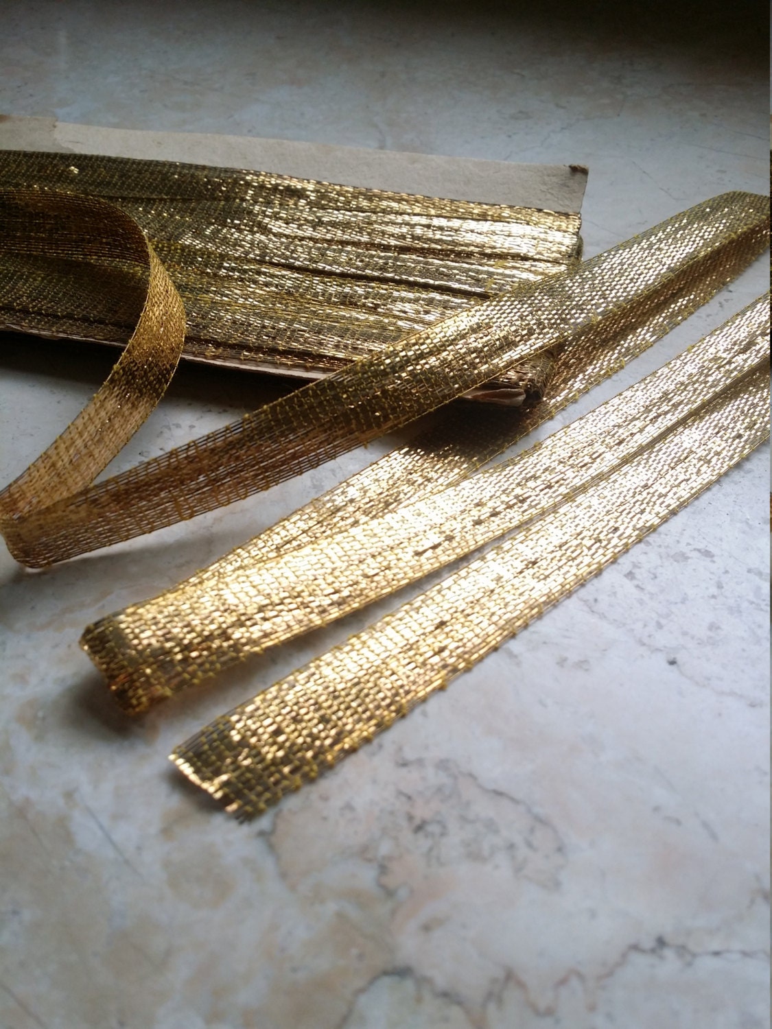 Gold Pipe Cleaner Roping Wired Metallic Lurex Craft Trim, 3 Yds. 