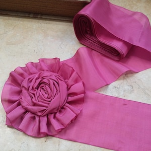 3.5&quot; Vintage French Woven Rayon Ribbon Trim DRAPEY Gorgeous Pink Millinery Bow Hatter Sash floral bouquet, etc...