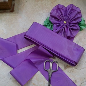 2&quot; Vintage French Woven Rayon Ribbon Trim Iridescent Purple Lavender Millinery Bow Hatter Sash floral bouquet, wedding, bridal, etc...