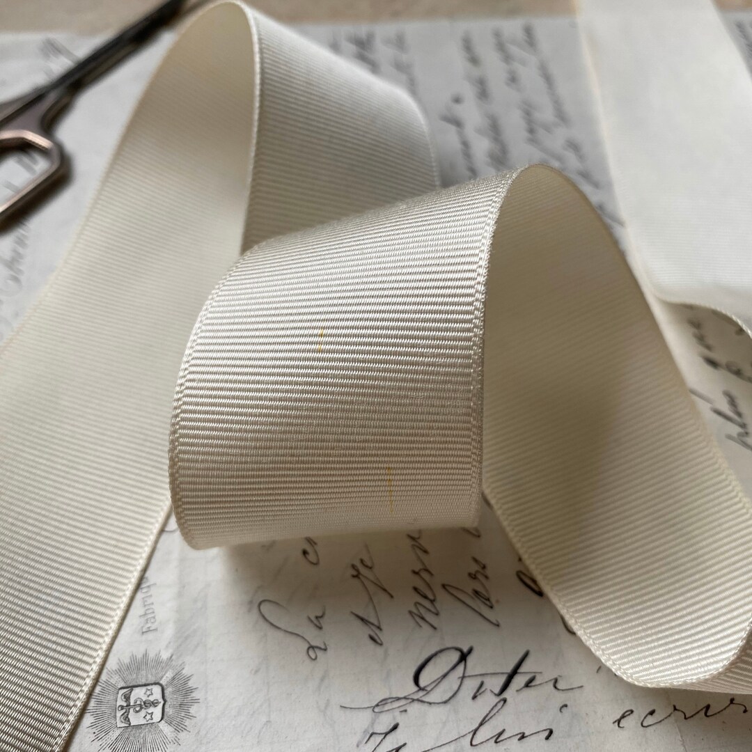 1.5" Straight Edge Woven Grosgrain Vintage Ribbon Trim Ivory Hatband ...