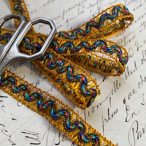 3/8&quot; METAL Français Gimp Braid Trim Silky Multicolore et or Poupée, costume, reconstitution passementerie embellissement Abat-jour artisanat DIY