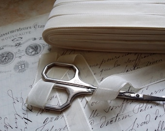 1/2" Vintage French Ribbon in a gorgeous Bridal White Off white Ivory, boudoir ribbon works, wedding, bows