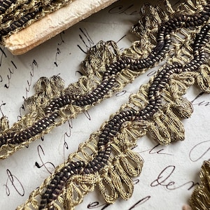 3/4" Antique Vintage METAL Trim Scallop loop fringe passementerie braid gimp reenactment, costume, lampshade, decor, historical,